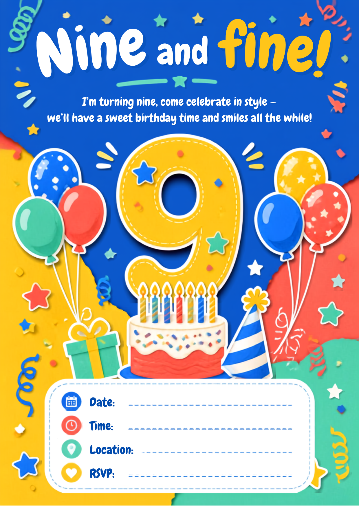 Personalized Kids Birthday Card - Digital Download